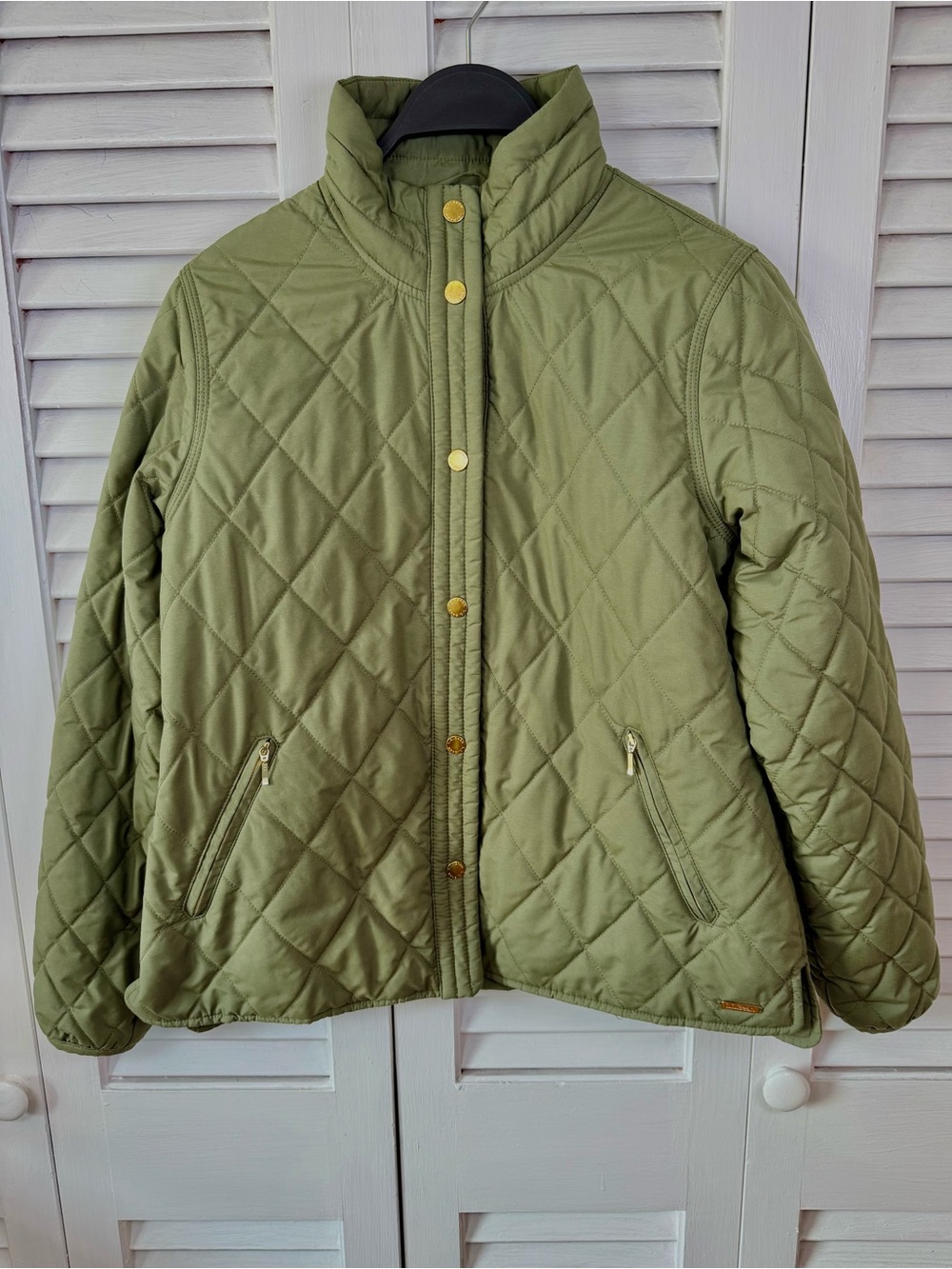 L.L.Bean Women’s Cozy Quilted Jacket Green Deep Olive Small Petite